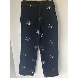 Hartstrings Kids Black Corduroy Snowman Tree Embroidered Pants‎ Size 6